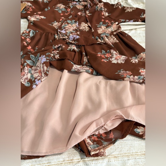 American Eagle long sleeve brown floral mini dress size xs - Picture 12 of 14